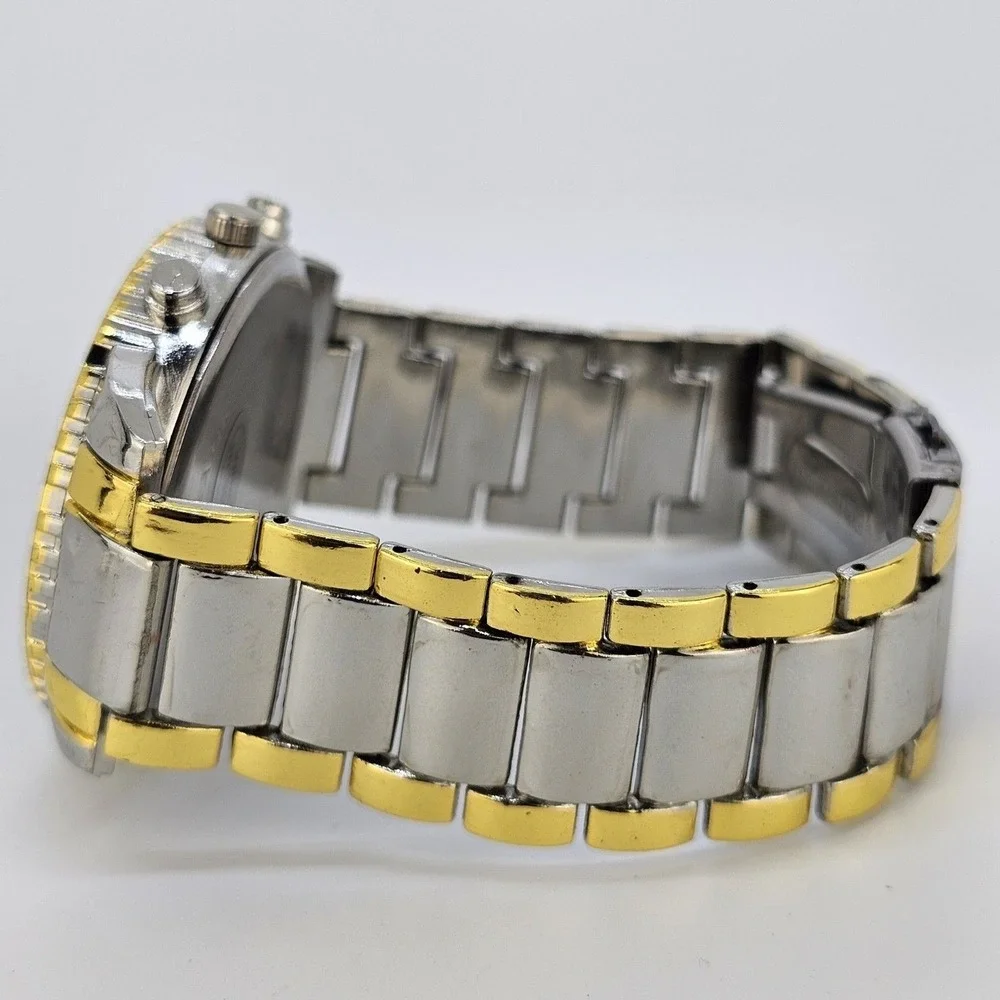 Mens Watch 45MM Gray Dial Gold Bezel Gold Gray Band 7.5